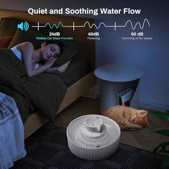 2.1L Ceramic Cat Water Fountain-for Cats and Dogs, 360 Ceramic Pet Fountain-70 Oz Large Water Capacity - Whisper-Quiet Water Flow-Great for Shy or Timid Pets - Fresh, Filtered Water（White）