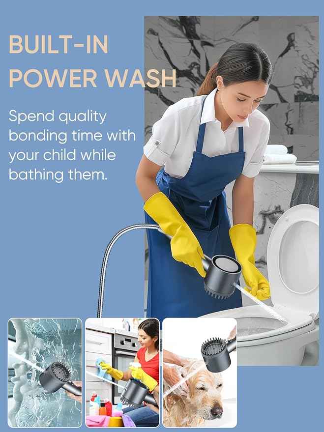 Cobbe Ion Drops Filtered Shower Head with Handheld, High Pressure 4+1 Spray Mode Showerhead with Filters, Built-in Power Wash for Hard Water - Remove Chlorine - Reduces Dry Itchy Skin, Matte Gray