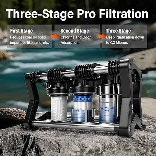 3 Stage RV Water Filter System with 3 Replacement Filters 0.2 Micron High Flow Camper Water Filter for RV and Boat