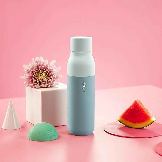 LARQ Bottle Twist Top 17 oz - Insulated Stainless Steel Water Bottle | BPA Free | Reusable Water Bottle for Camping, Office, and Travel | Keep Drinks Cold and Hot, Seaside Mint