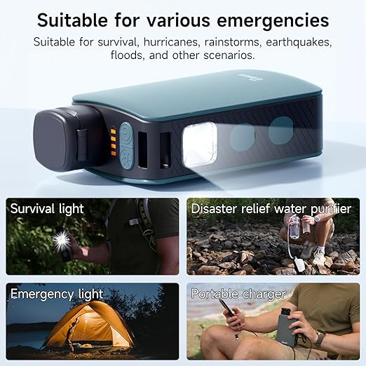 Portable Electric Water Filter - 0.01 Micron Outdoor Camping Water Purifier for Hiking, Camping Water Filtration System Survival,Travel and Emergency-Green