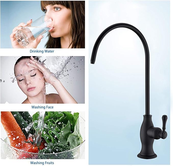 Delle Rosa Drinking Water Purifier Faucet, Commercial Filtration Faucets for Under Sink Water Filter System, Modern Best Brass Matte Black Kitchen Bar Sink Drinking Water Faucets