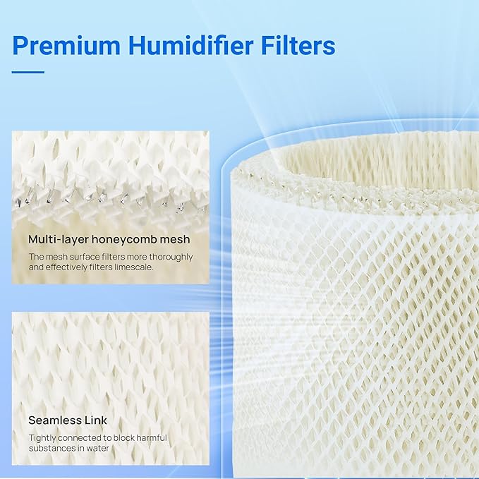 PWF2 Humidifier Filter Replacement for Vicks V3500 V3100 V3600 V3900 V3700 VEV320 & Kaz 3020 Cool Mist Humidifiers, Pack of 6