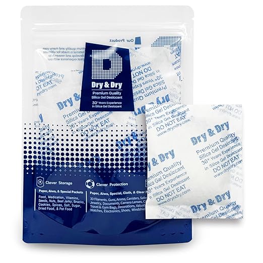 Dry & Dry 50 Gram [100 Packets] Silica Gel Packets Desiccants, Silica Packets - Rechargeable Silica Gel Packs, Desiccants Packets, Silica Gel