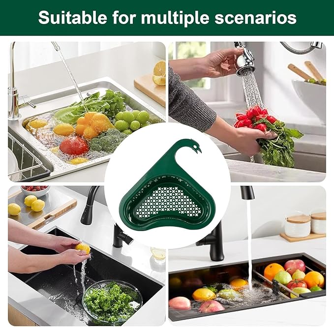 Faucet Hanging Filter Basket for Kitchen Sink, Faucet Hanging Filter Basket, Kitchen Sink Drain Basket Swan, Multifunctional Drain Basket for Kitchen Drain Strainer (Blue)
