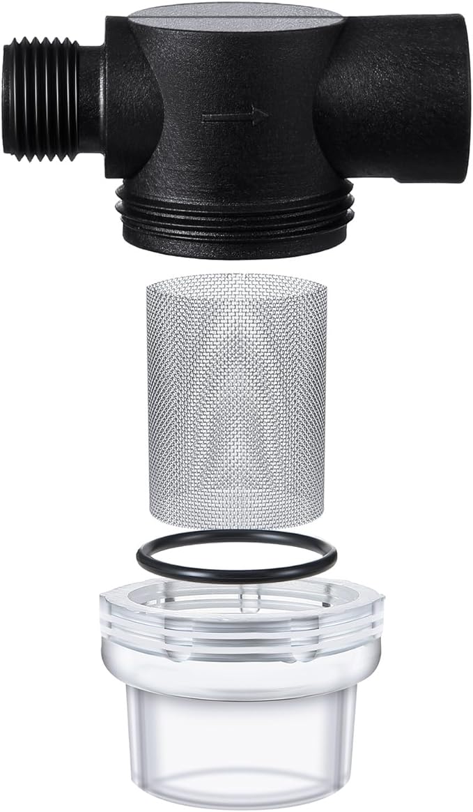 Honoson 4 Pack Water Pump Strainer Filter, RV Replacement 1/2 Twist On Pipe Strainer with 50 Mesh Stainless Steel Filter Screen Compatible with WFCO or Shurflo Pumps