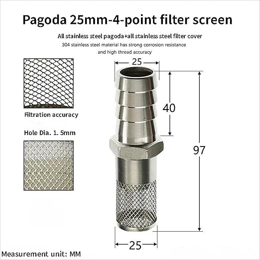 304 Stainless Steel Water Pump Filter Hose End Strainer Barbed Inline Mesh Screen, Assorted Sizes for Pressure Washer Garden RV Prevents Debris Clogging,1pcs(25mm 1/2 Inch)