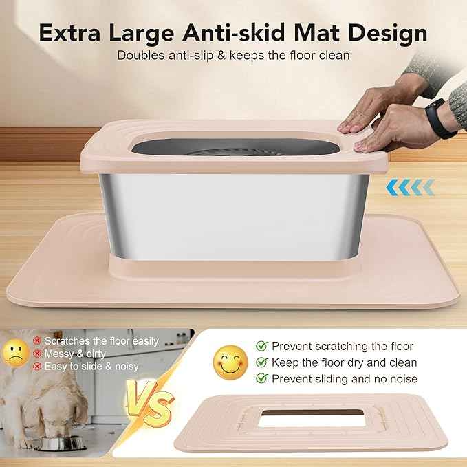 Decflow 10L Stainless Steel Dog Water Bowl, No Spill Anti-Splash Dog Bowls with XXL Silicone Mat, Spill-Proof Slow Feeder for Messy Drinkers, Heavy Duty Pet Bowls Indoor/Outdoor Use