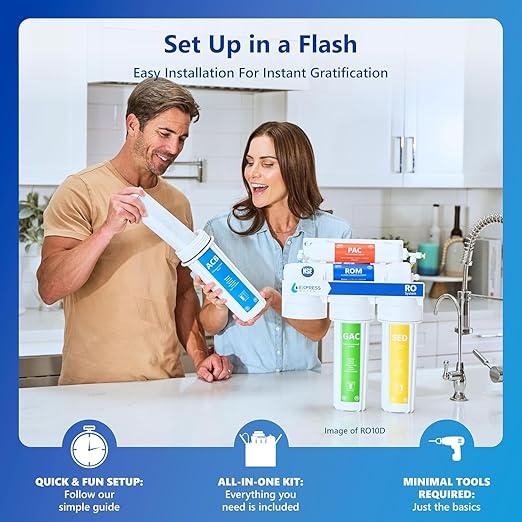 Express Water Reverse Osmosis Water Filtration System with Alkaline & UV Filter – 11 Stage UV Water Filter – Under Sink Water Filter with Alkaline Filter for Added Essential Minerals – 100 GDP
