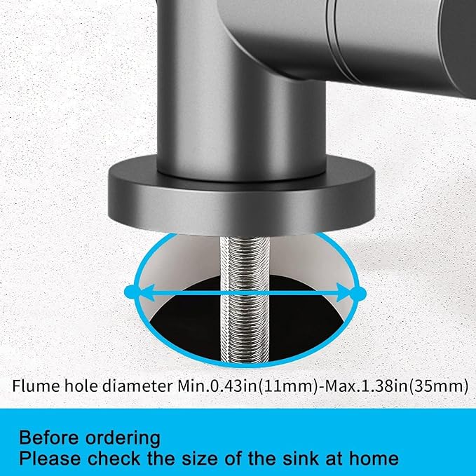 Kitchen Sink Faucet with Pull - Down Sprayer, 2 - Handle 3 - in - 1 Kitchen Sink Filter Faucet, Cold and Hot Mixer Drinking Water Faucet (Grey-01)
