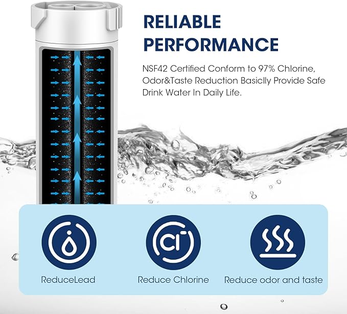 MARRIOTTO Water Filter Compatible with XWFE (Built-in CHIP), Replacement for GE XWFE, XWF Refrigerator Water Filter Pack of 1 - AquaVibe