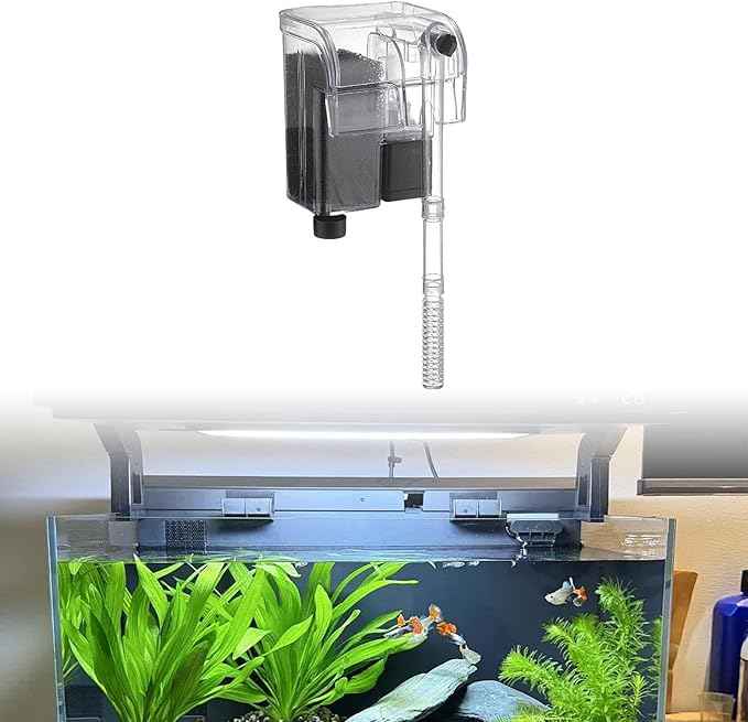 Auto Start Hang on Back Aquarium Adjustable Quiet Fish Tank Hob for Freshwater Accs, A