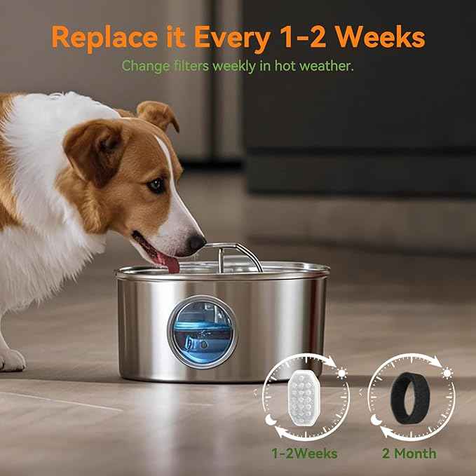 32 Pack Cat Water Fountain Filters for Rellaty and Neareal 3.2L/108oz Automatic Stainless Steel Cat Water Fountain, 16 Activated Carbon Filter + 16 Pre-Filter Sponges