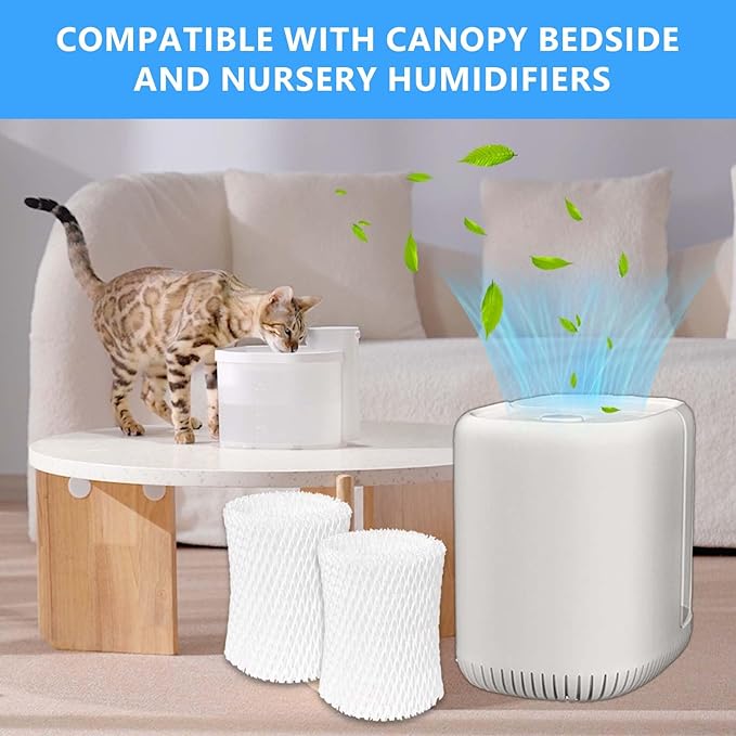 4 Pack Humidifier Wicking Replacement Filter Compatible with Canopy Bedside Humidifier ONLY, Made with Wood Pulp & Paper Filter
