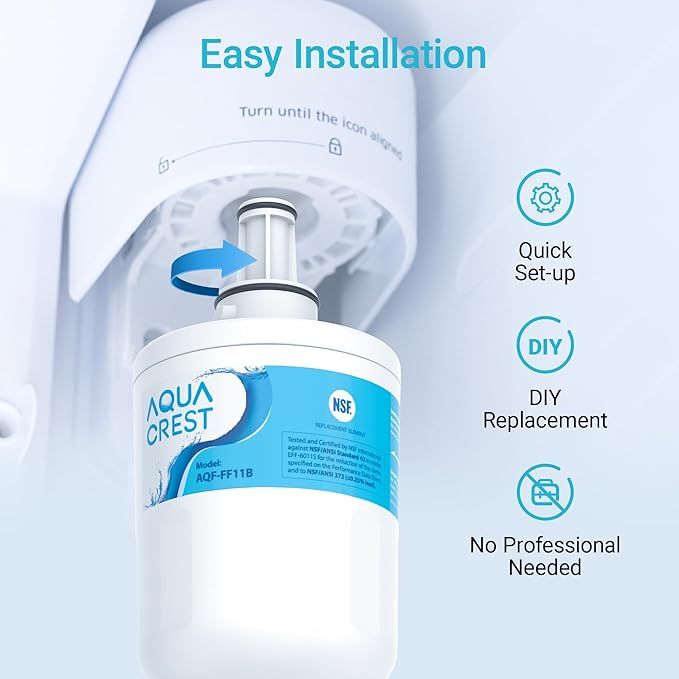 AQUA CREST DA29-00003G Refrigerator Water Filter, Replacement for Samsung DA29-00003G, DA29-00003B, DA29-00003A, Aqua-Pure Plus, HAFCU1, RFG237AARS, RS22HDHPNSR, RSG257AARS, WSS-1 (Pack of 3)