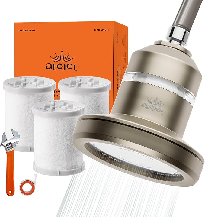 Core Shower Filter Shaped by Korea’s Beauty History - Pure Carbon Filters for Softer Skin & Smoother Hair | Carbon Composite Filter | 6 Month Set (JNE900N-SET-8MO)