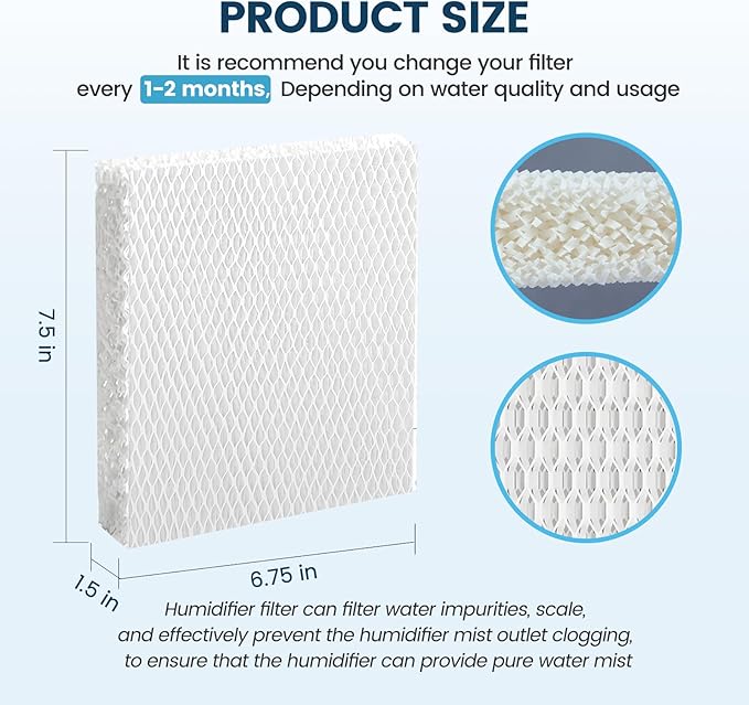 Colorfullife 6 Pack Humidifier Wicking Filter T for Honeywell Humidifier HEV615 HEV620 Series, for Honeywell HFT600 Humidifier Replacement Filter T, Replace Parts HFT600T & HFT600PDQ