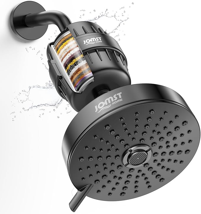Filtered Shower Head COMBO – for Healthier Skin & Hair | 3 Mode High Pressure Shower Heads with 25-Stage Filtration | Removes 99.947% Chlorine & Heavy Metals | Shower Head with Filters - Black