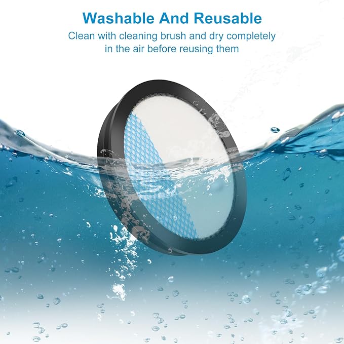 18V ONE + Cordless Pet Stick Vacuum Filter for Ryobi, PCL720, PBLSV716, PBLSV717 Stick Vacuum, Reusable Washable Filters, Compare to Part A32SV720N, 6 Pack - AquaVibe