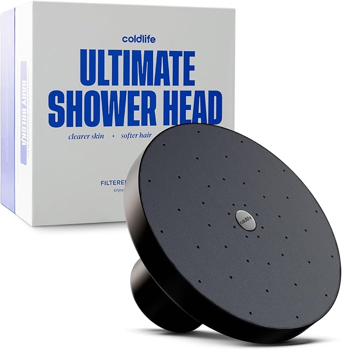 Cold Life Filtered Shower Head for Hard Water Recommended by Gary Brecka - Wide-Face High-Pressure Shower Head with Filter - Multi-Stage Filtration for Skin & Hair, 99% Chlorine Reduction, Matte Black