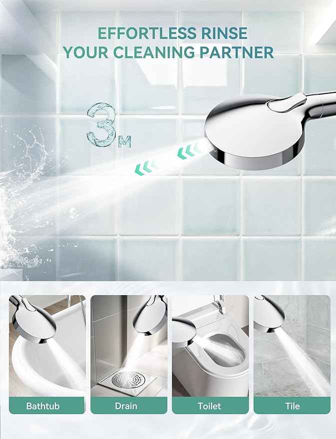 Filtered Shower Head with Handheld, High Pressure 10-Spd Detachable Chrome Showerhead with Stainless Hose, Water Softener Filter Beads for Hard Water - Remove Chlorine, Reduce Dry Itchy Skin