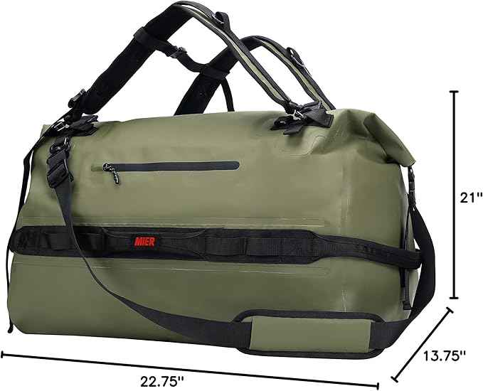 MIER Waterproof Duffel Bag Motorcycle Dry Bag Backpack Large Roll-Top Heavy Duty Dry Duffle Bags for Kayaking Camping Boating Gym Beach Cruise Ship, 60L/80L