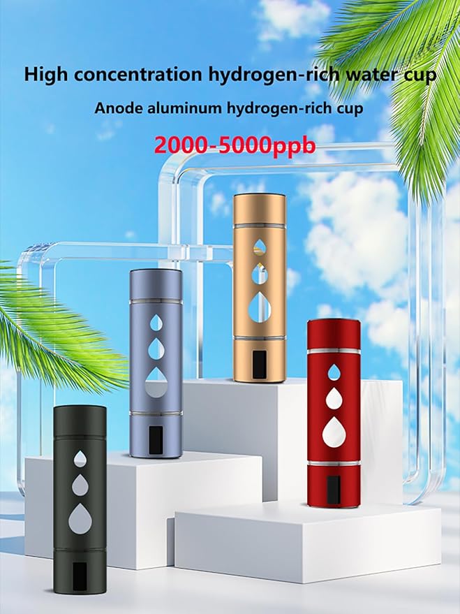 Smart PEM Portable Hydrogen Water Bottle – 230ml High-Concentration Hydrogen Generator Cup | Rechargeable Molecular Hydrogen Water Bottle for Travel, Fitness, Office Use Red C