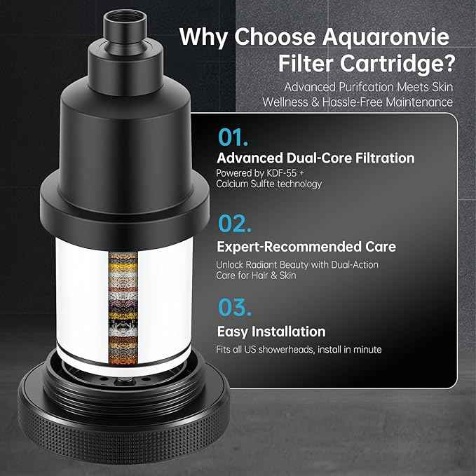 High Pressure Shower Head with Filter for Hard Water Softener - 3 Gears' Boosting Pressure with 25 Stage Filtration - Removes 99.945% Chlorine & Heavy Metals for Healthier Skin/Hair - Matte Black