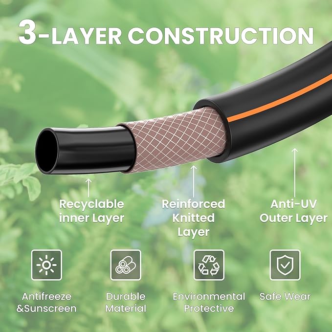 Giraffe Tools Garden Leader Hose 5ft x 5/8", Short Water Hose Heavy Duty, Flexible, Lightweight Hybrid Hose with Swivel Handle, Double Female Fittings, Burst 600 PSI