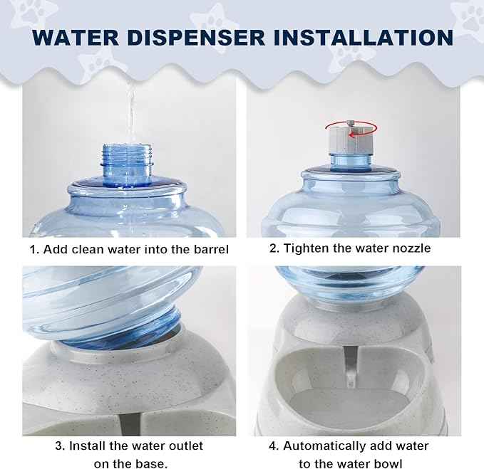 3 Gallon Large Dog Water Dispenser, Automatic Gravity Pet Waterer Station for Large Dogs and Multiple Pets, Indoor/Outdoor Dog Water Bowl with Anti-Slip Base, BPA-Free, Grey