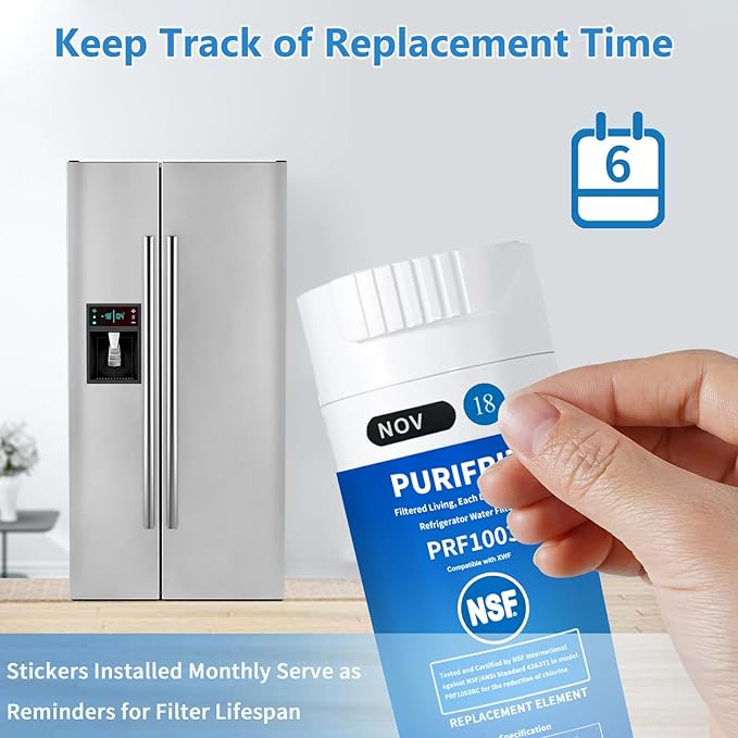 3 Pack XWF (Not XWFE, NO Chips), Refrigerator Water Filter Compatible with GE XWF, GBE21, GDE21, GDE25, GFE24, NSF/ANSI 42&372 Certified, 6 Month / 300 Gallon