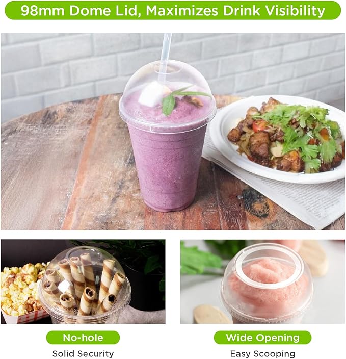 KARAT EARTH [1,000 ct - 20 oz Compostable PLA Plastic Cups, BPI Certified Disposable Renewable Cold Cups for Iced Coffee, Smoothies, and More | Green Line