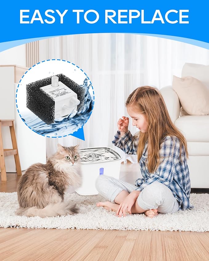 8+8 Pack Cat Fountain Filter Replacement Kit Fit for Viva Pet Water Fountains for Cats and Dogs, Carbon Filters Compatible with PetSafe Outlast Fountain