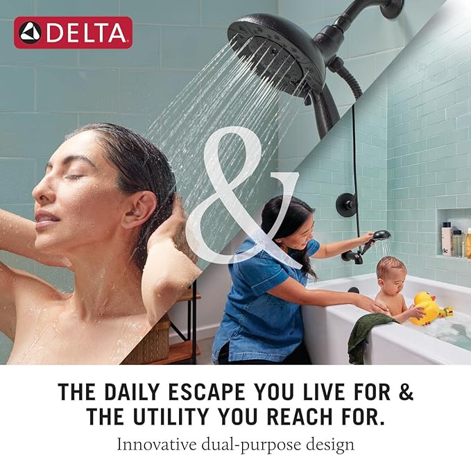 Delta Faucet 5-Spray In2ition 2-in-1 Dual Shower Head with HandHeld Spray, Oil Rubbed Bronze Hand Held Shower Head with Hose, Handheld Shower Heads, 2.5 GPM Shower Head, Venetian Bronze 58569-RB25-PK