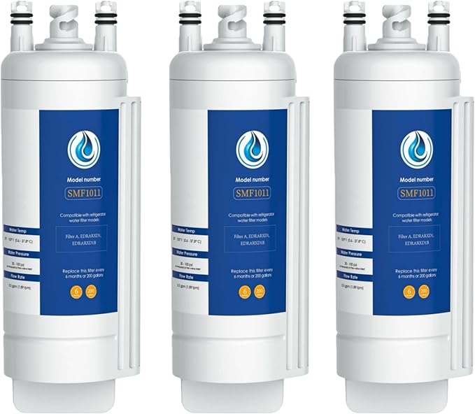 EDRARXD1 Water Filter Replacement for Whirlpool EDRARXD1, Everydrop Filter A, WRFF3536SZ, WRMF3636RZ, WRFF3436RZ, WRMF3636RV, WRMF3636RW, WRMF3636RB, 3 PCS