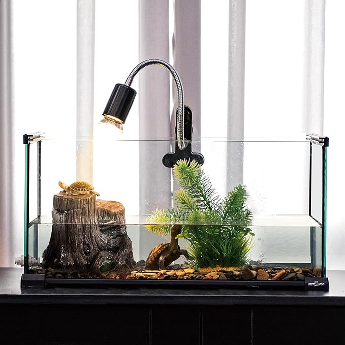 REPTI ZOO Turtle Tank Filter, 45GPH Aquarium Filter with Basking Platform Flow Adjustable Turtle Filter with Multi-Layer Filtration for Up to 10 Gallon - AquaVibe