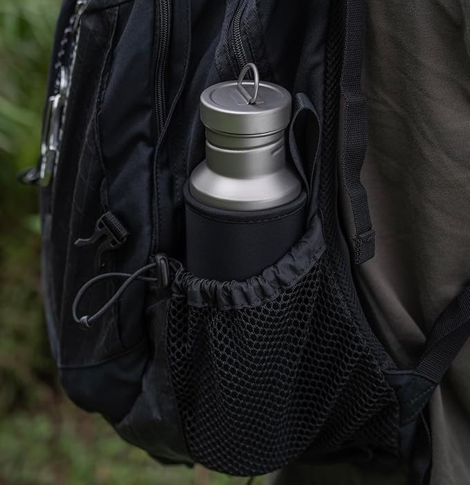 Outdoor 750ml Titanium Sports Bottle with Lid Flask Wide Mouth Water Bottle Canteen Drinking Bottle for Camping Cycling Hiking Ti3253d