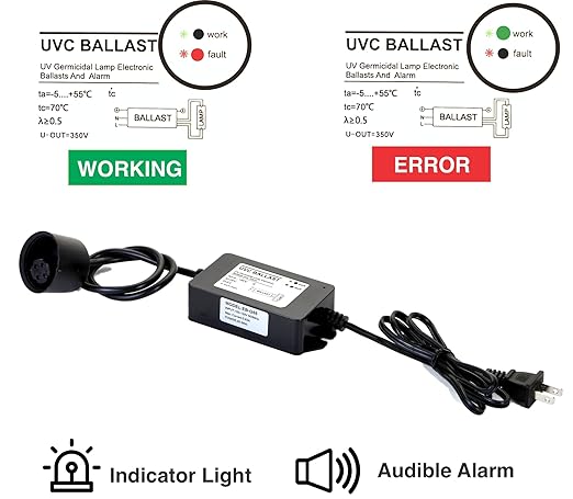 UV Water Filter Whole House Purifier System 110W Ultraviolet Light Lamp, 110V, 24GPM Flow Rate, 1-inch NPT Inlet Outlet Purification by Bluonics