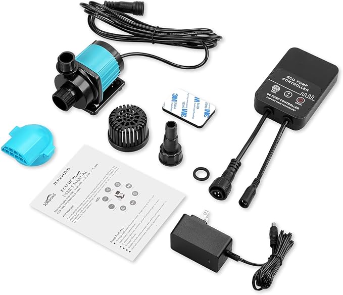 400GPH Aquarium Return pump with LCD display controller, 15W DC 24V aquarium pump for saltwater freshwater aquarium,fish tank,sump,20 speeds ECO Quiet Submersible and inline pump - AquaVibe