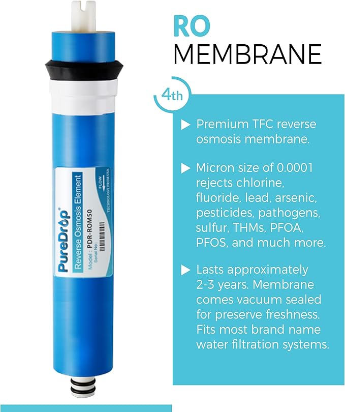 PDR-F15-50 Standard 5-Stage Replacement Cartridge for 50 GPD Reverse Osmosis Water Filter System 2-Year Replacement Filter Pack,15 Counts, 12x15x15