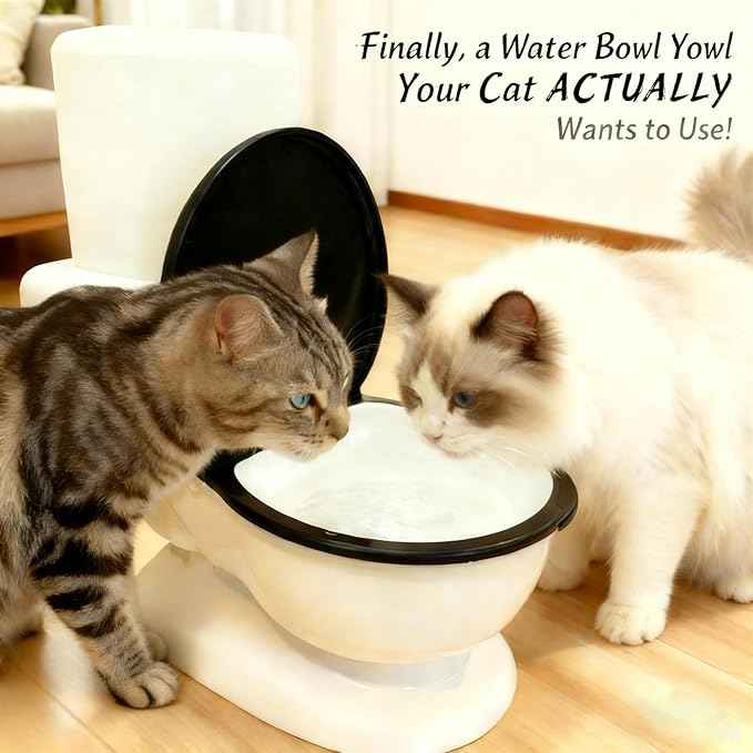 Cat Water Dispenser,Funny Toilet Shaped Pet Gravity Bowl, Automatic Flow No Electricity Needed with Healthy Pets Water Station for Cats and Small/Medium Dog
