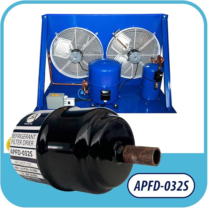 Appli Parts APFD-032S 1/4 in Liquid Line Refrigerant AC Filter Drier hvac Refrigeration 032S ODF Sweat Solder connection universal unidirectional 4-1/2 in long 1-3/4 in wide