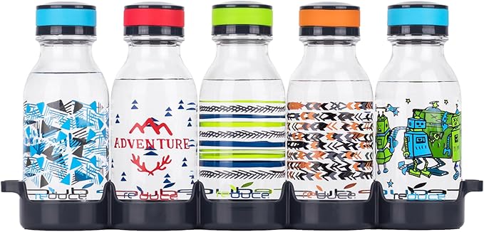 REDUCE WaterWeek Refillable Water Bottles, 14 oz - Includes 5 WaterWeek Leak Proof Tritan Reusable Water Bottles - Includes Fridge Tray - Navigate