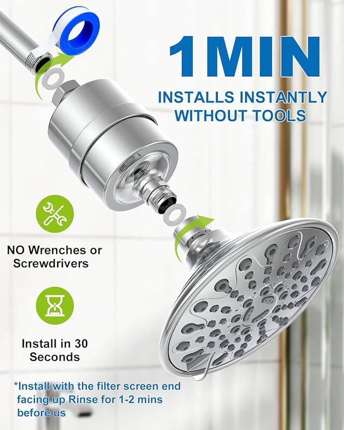 Shower Filter Replacement Cartridge, Multi-Stage Filtration for Hard Water, High Pressure Universal Shower Water Filters to Reduce Toxic Chemicals, Chlorine and Heavy Metals,for Skin & Baby Care，Blue