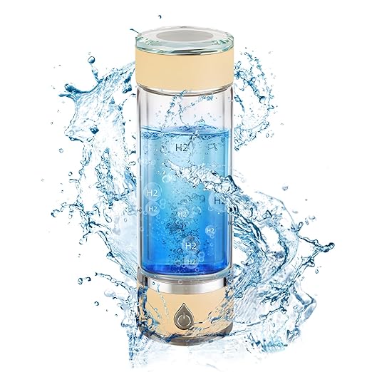 Hydrohealth Hydroh Hydrogen Water Bottle Generator, Portable and Rechargeable Hydro Health Hydrogen Water Bottle Glass with SPE Pem Technology,3 Min 4100 PPB Pure Hydrogen Rich Concentration