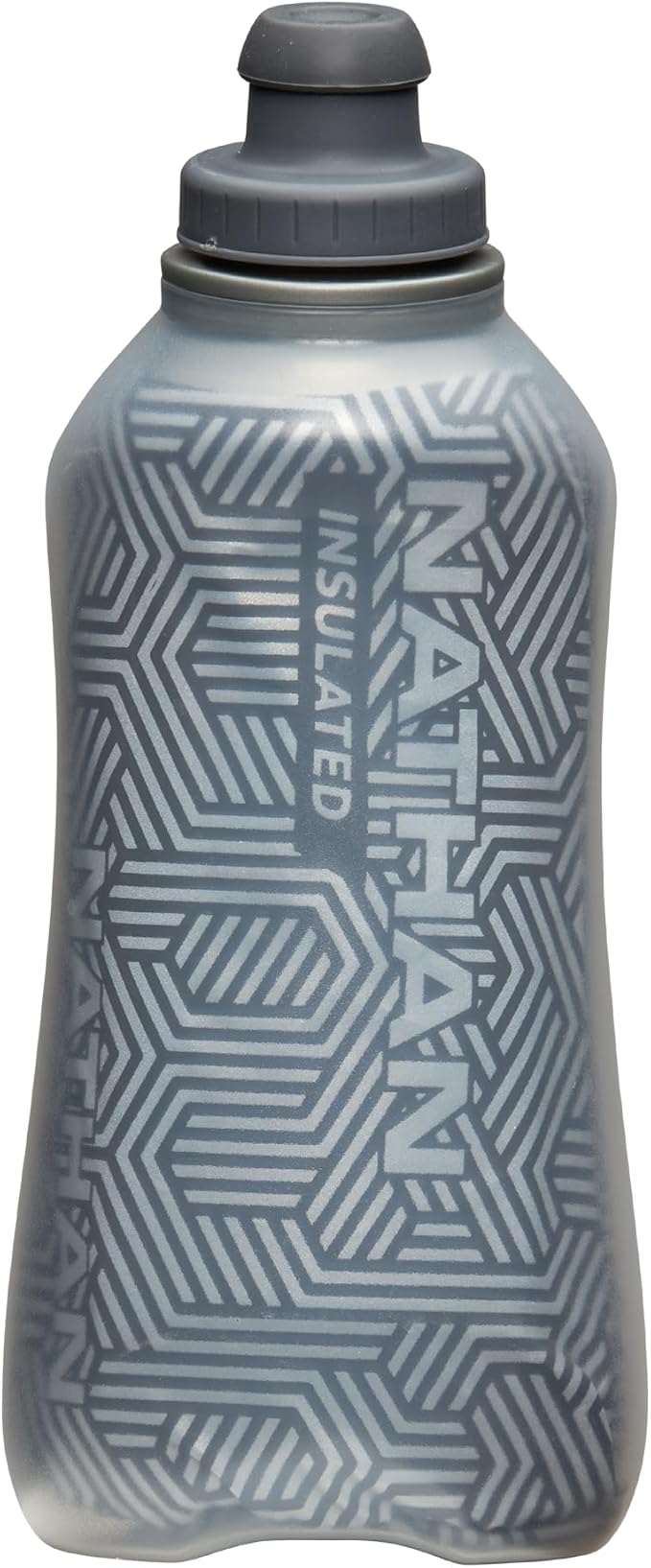 Nathan SpeedDraw 2 Insulated Handheld Running Water Bottle Flask 18oz – Double-Wall Insulation, Ergonomic Grip, Blast Valve Cap, Phone & Key Storage Pockets, Reflective Design
