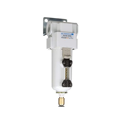 PneumaticPlus SAFM300-N03BD-MEP Compressed Air Coalescing Filter, 0.1 Micron, 3/8" NPT - Metal Bowl, Auto Drain, Bracket - AquaVibe