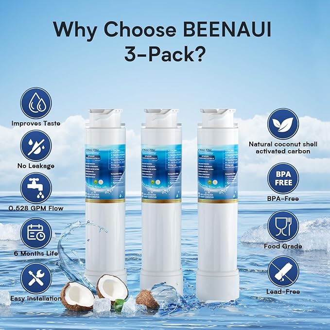 Water Filter Replacement, Compatible with EPTWFU01 and Pure Source Ultra II, EWF02, EPTWFU01C, 4562222, 012505454226, 807946701, Advanced Filtration Technology, Long Life Span, 3 Pack - AquaVibe