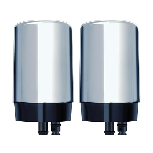 Brita Replacement Water Filter for Faucet Mount, Removes 99% of Lead, Sink Filtration System, Chrome, 2 Count