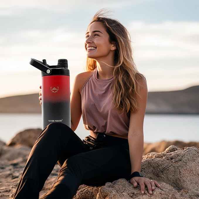 NATURE PIONEOR 64 oz Insulated Water Bottle - Double Vacuum Stainless Steel Half Gallon Water Jug with Holder/Carrier, Wide Mouth, Outdoor Sports, Hiking, Camping, Gym